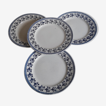 Set of 4 dessert plates Moulin des Loups iron earth decoration Bluets