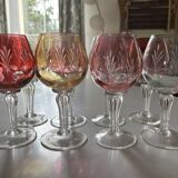 Crystal Colour Verres X8 1970s Vintage Service Engraved 16 cm