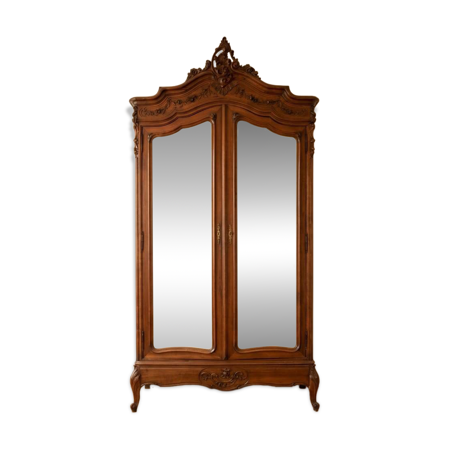 Antique two-door mirror wardrobe Louis XV in wood
