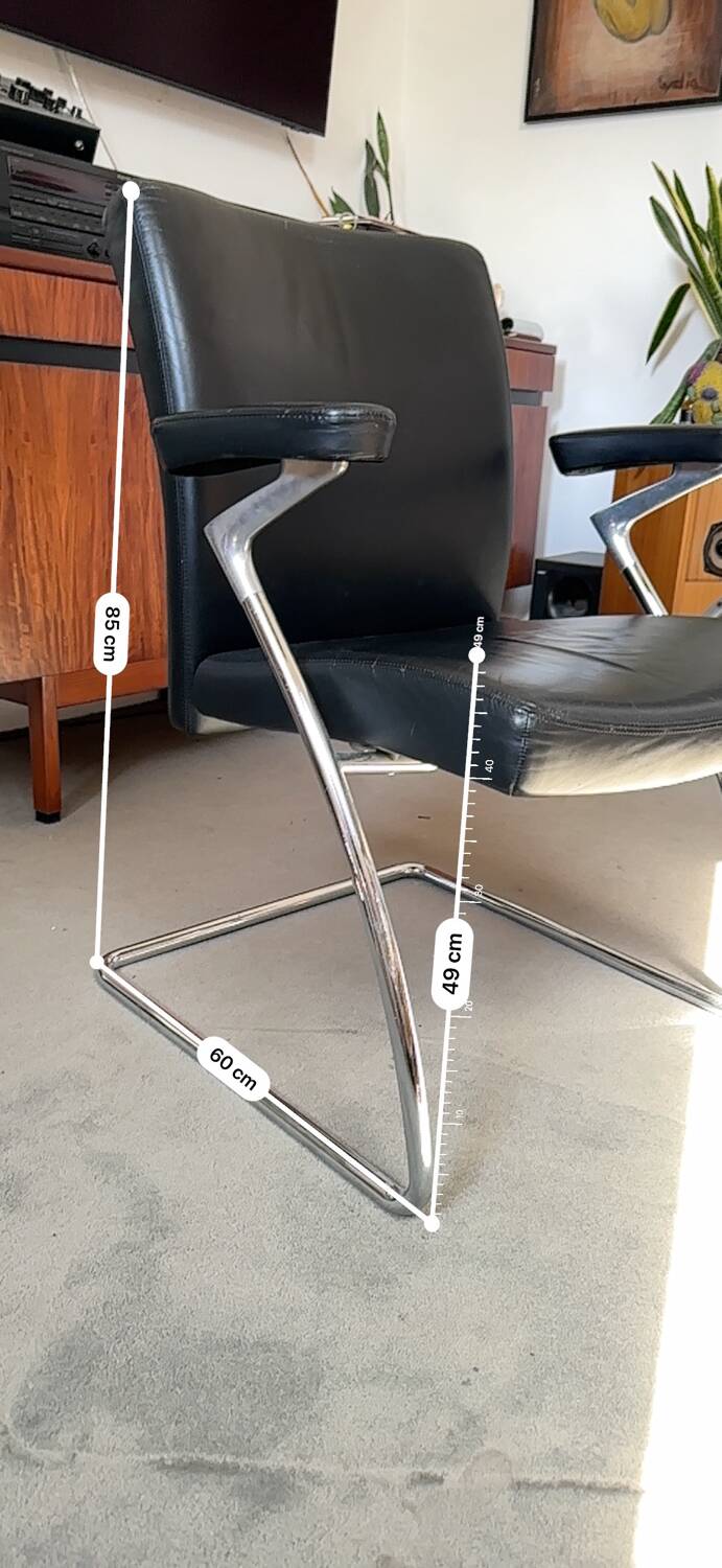 Walter Knoll Dining Chair - armchair / Leather and chrome chair