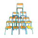 Lot de 10 chaises écoles des années '70, 5 bleus et 5 vert