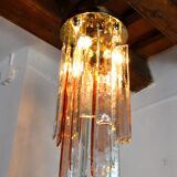 Poliarte chandelier by albano poli, pink and transparent murano glass, italy, 1970