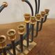 Menorah Hanoukia gold and silver plated, made in Israel by Karshi, 1970
