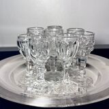 Cabaret set Baccarat 8 glasses and silver plated tray