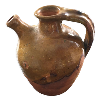 Partially glazed artisanal jug