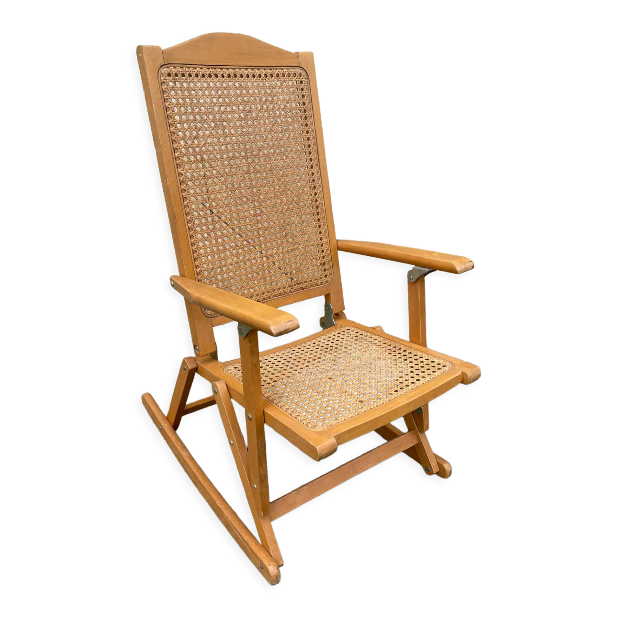 Rocking chair pliant avec cannage