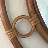 Vintage rattan round mirror 43cm