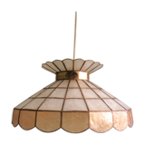 70s mother-of-pearl and brass pendant light