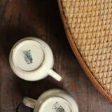 Set of 2 round coffee cups in ecru earthenware Digoin