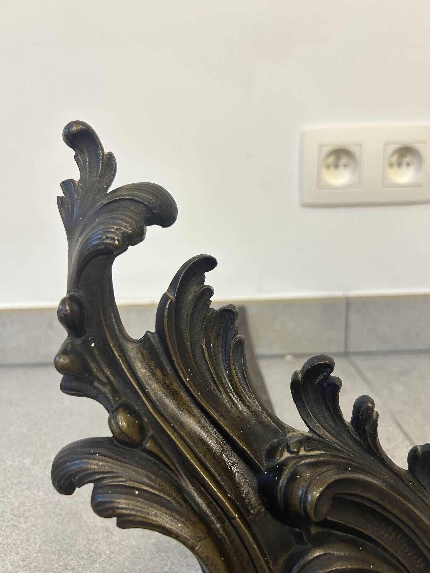 Beautiful pair of bronze andirons - 19th century