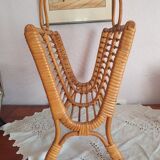 Porte revues en rotin vintage 70's