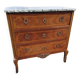 Louis XV, Louis XVI transitional style chest of drawers in marble and wood marquetry