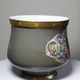 Large antique cache-pot in glazed porcelain, rockwork decoration with a bird, 19th century.