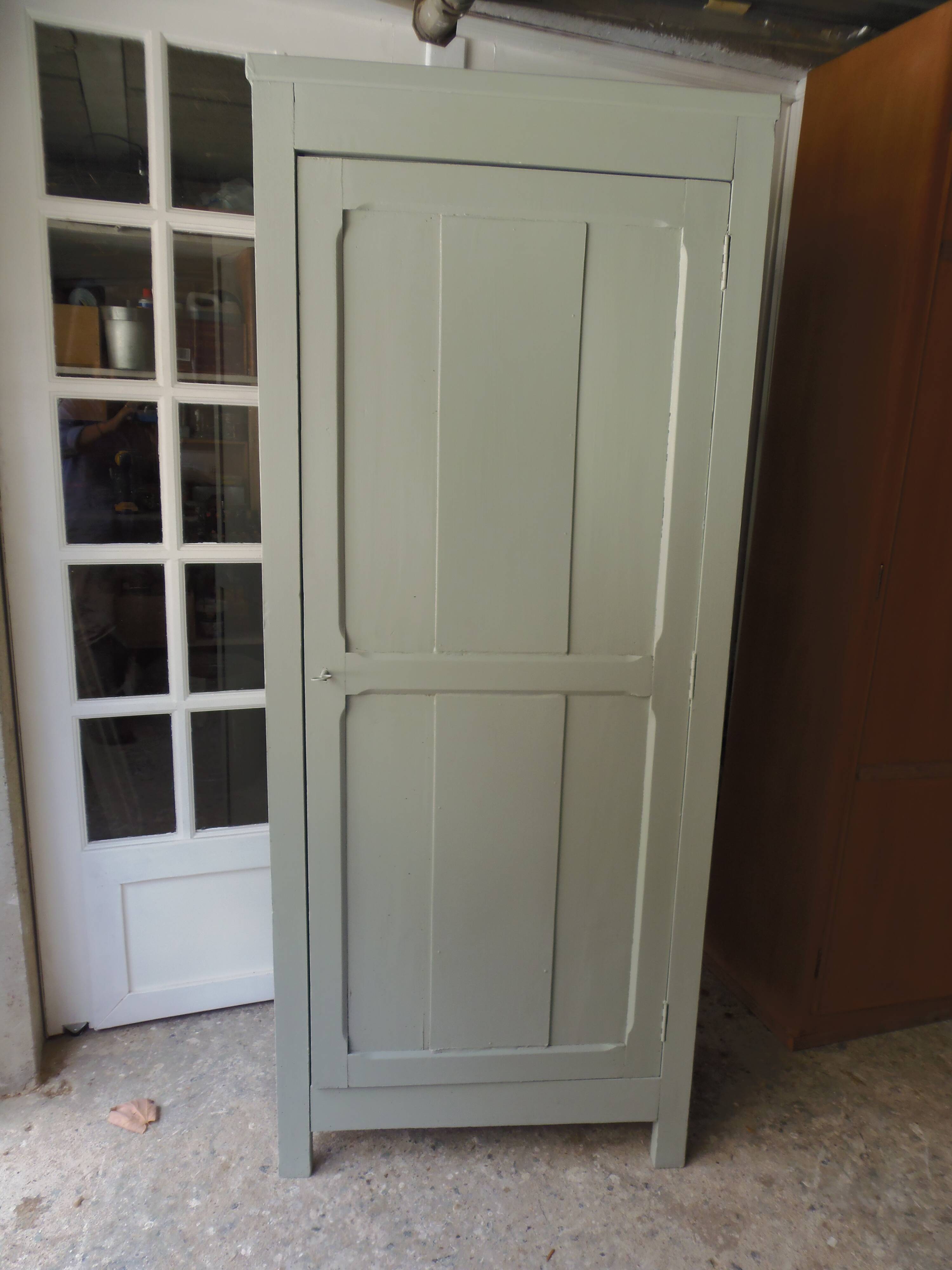 Vintage Parisian wardrobe with 1 vintage door re-enchanted in verdigris