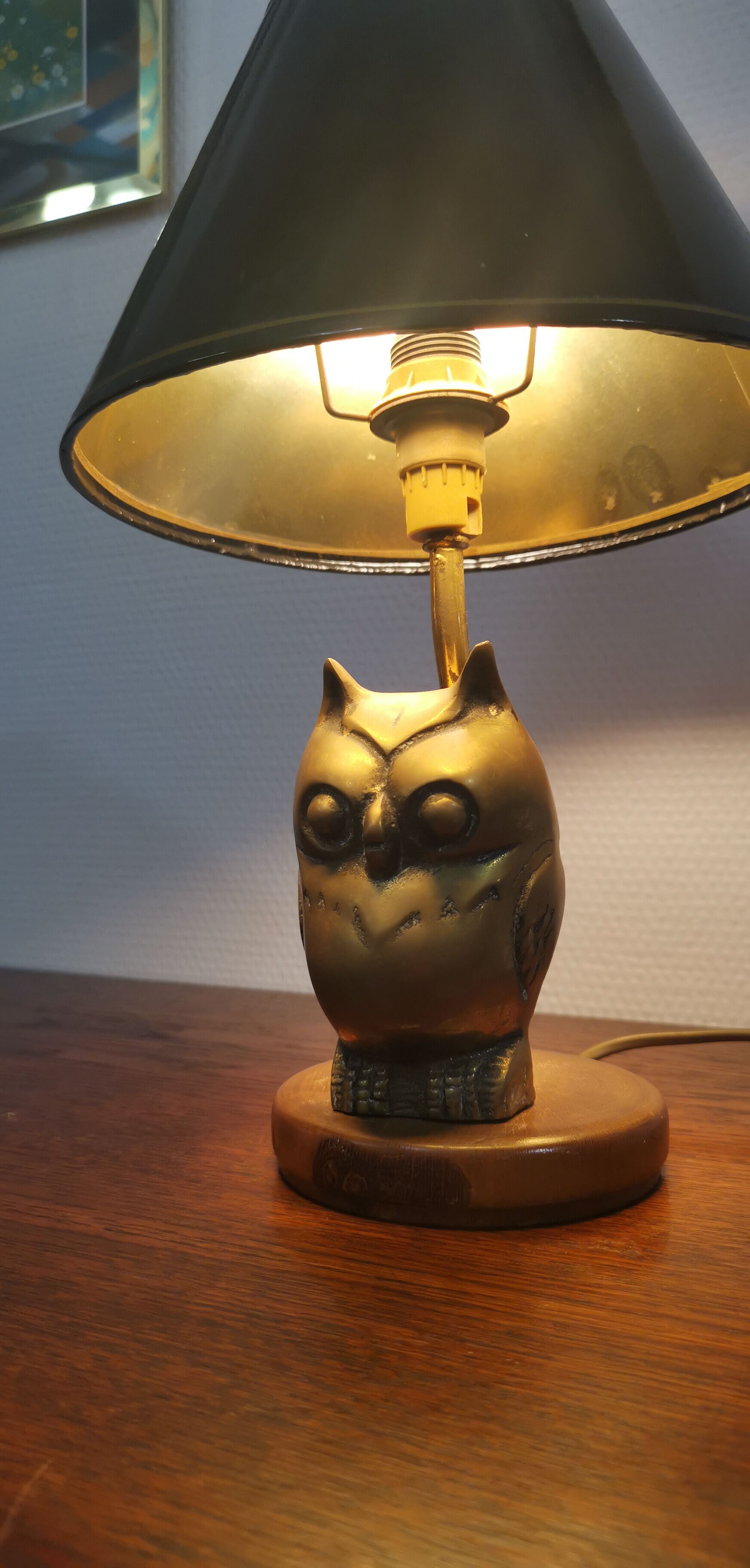 Owl lamp in brass of the 70s