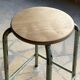 Vintage metal and beech school stool - restored