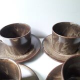 4 vintage stoneware cups + 4 saucers (A1)
