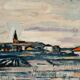 Original Swedish Oil on Panel – "Uppsala" by Gusten Widerbäck – Signed – Dated 1965 (on the back) – Framed – 38 × 43 cm