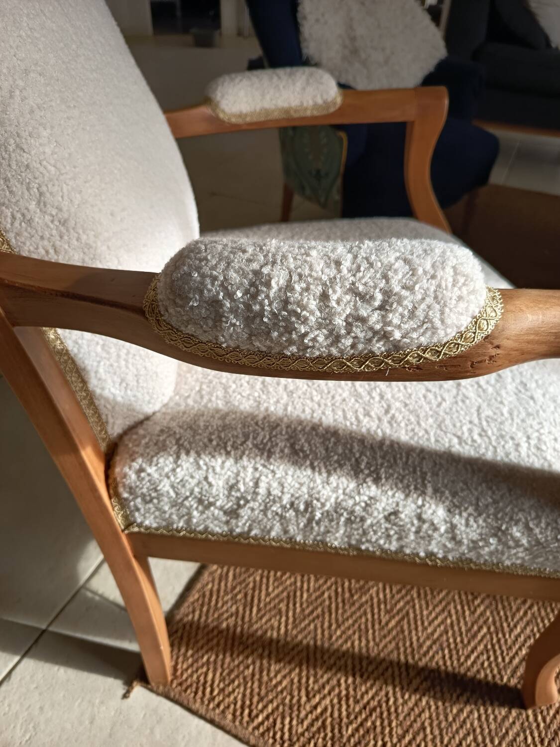 Renovated Voltaire armchair in Japandi style