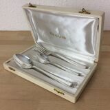 Ercuis silver metal, birth or baptism cutlery box