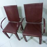 Chaises Arcadia en cuir Arper Italie années 1980, set de 4