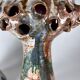 Pair of candle holders in vintage Danish ceramic 1970 signed