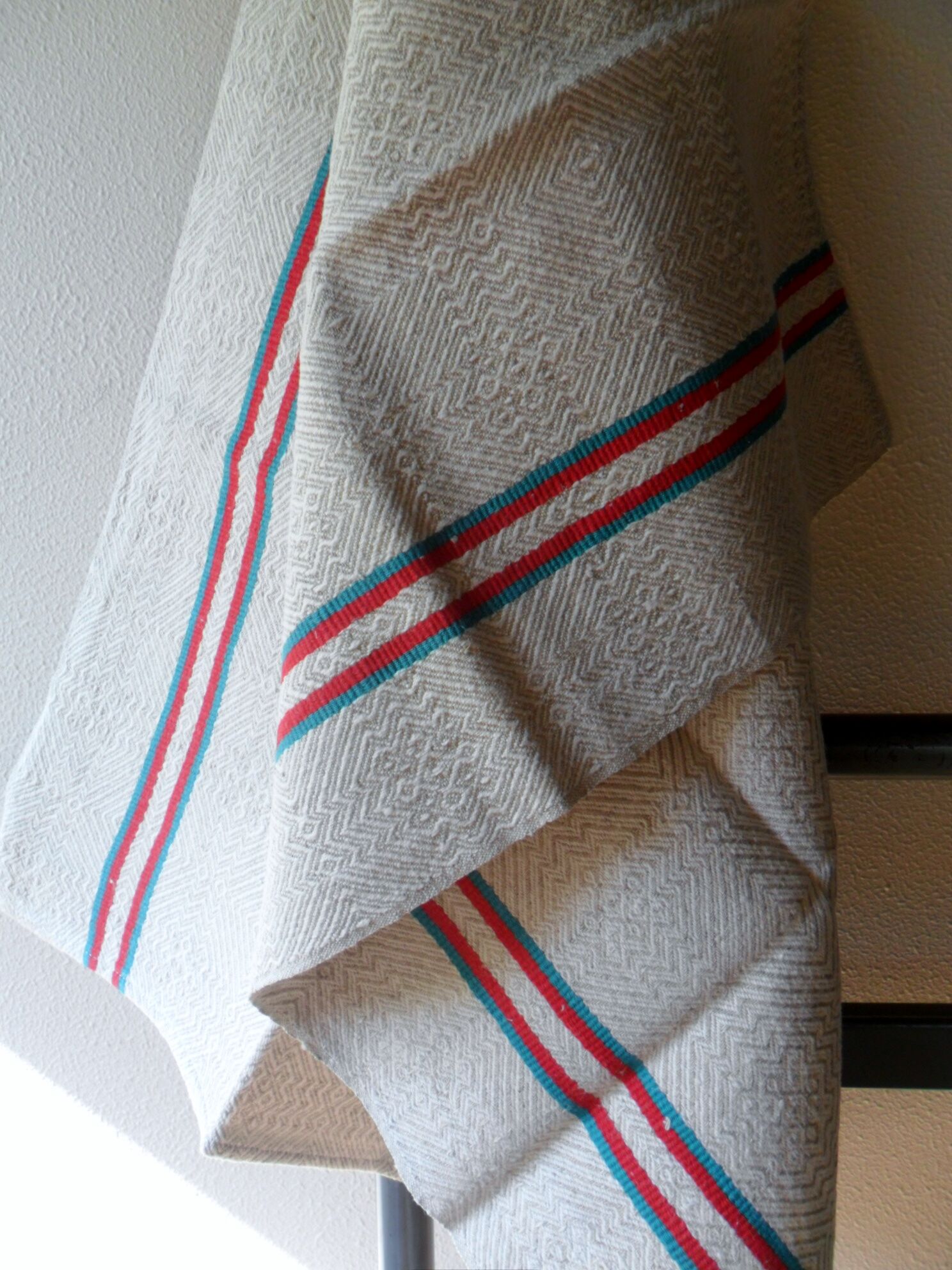 Set of 5 towels embroidered vintage, basque canvas