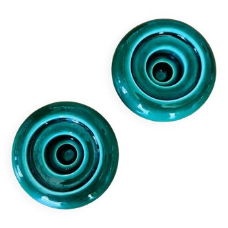 Pair of ceramic candle holders