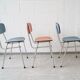 Chaise formica en rouge et bleu, chaises de cuisine et empilables