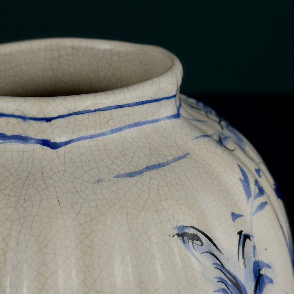 Vintage blue ceramic vase from Bassano, Italy, 1970s.