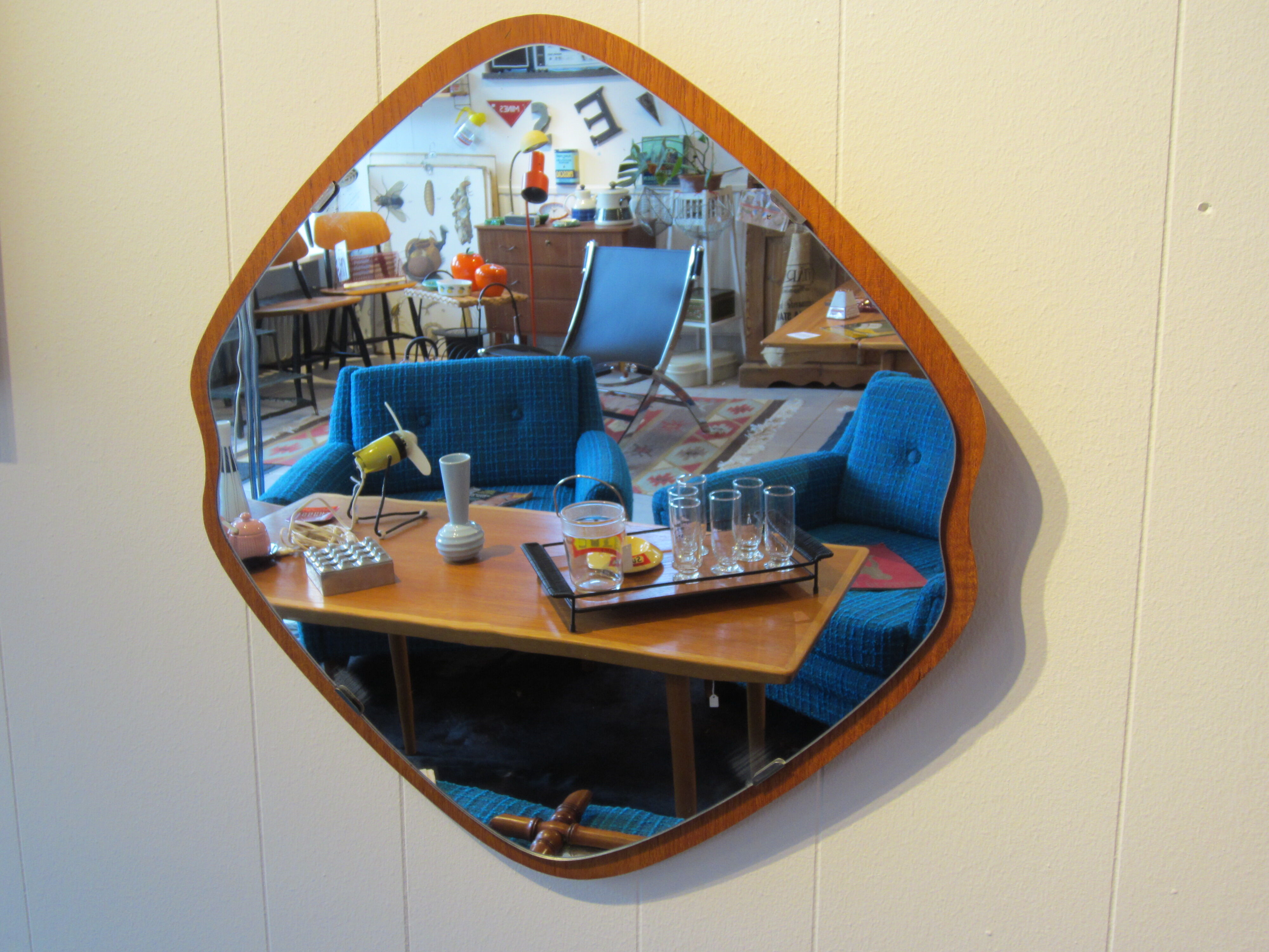 Scandinavian teak mirror 47cm x 45cm