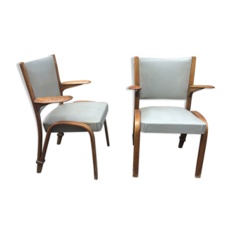 Pair of armchairs bridge, model "bow wood" 1950