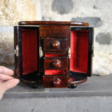 Woodworker's jewelry box mahogany tint 70s/80s