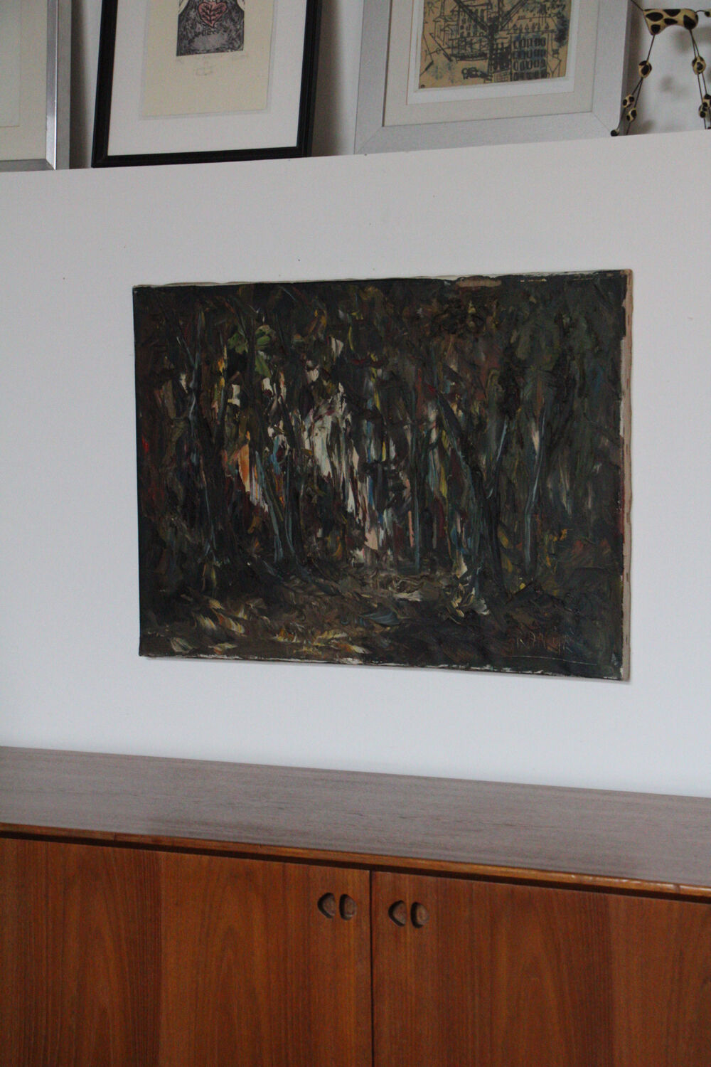 Abstract oil on canvas painting "The Forest" Amsterdam circa 1950