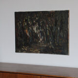 Abstract oil on canvas painting "The Forest" Amsterdam circa 1950