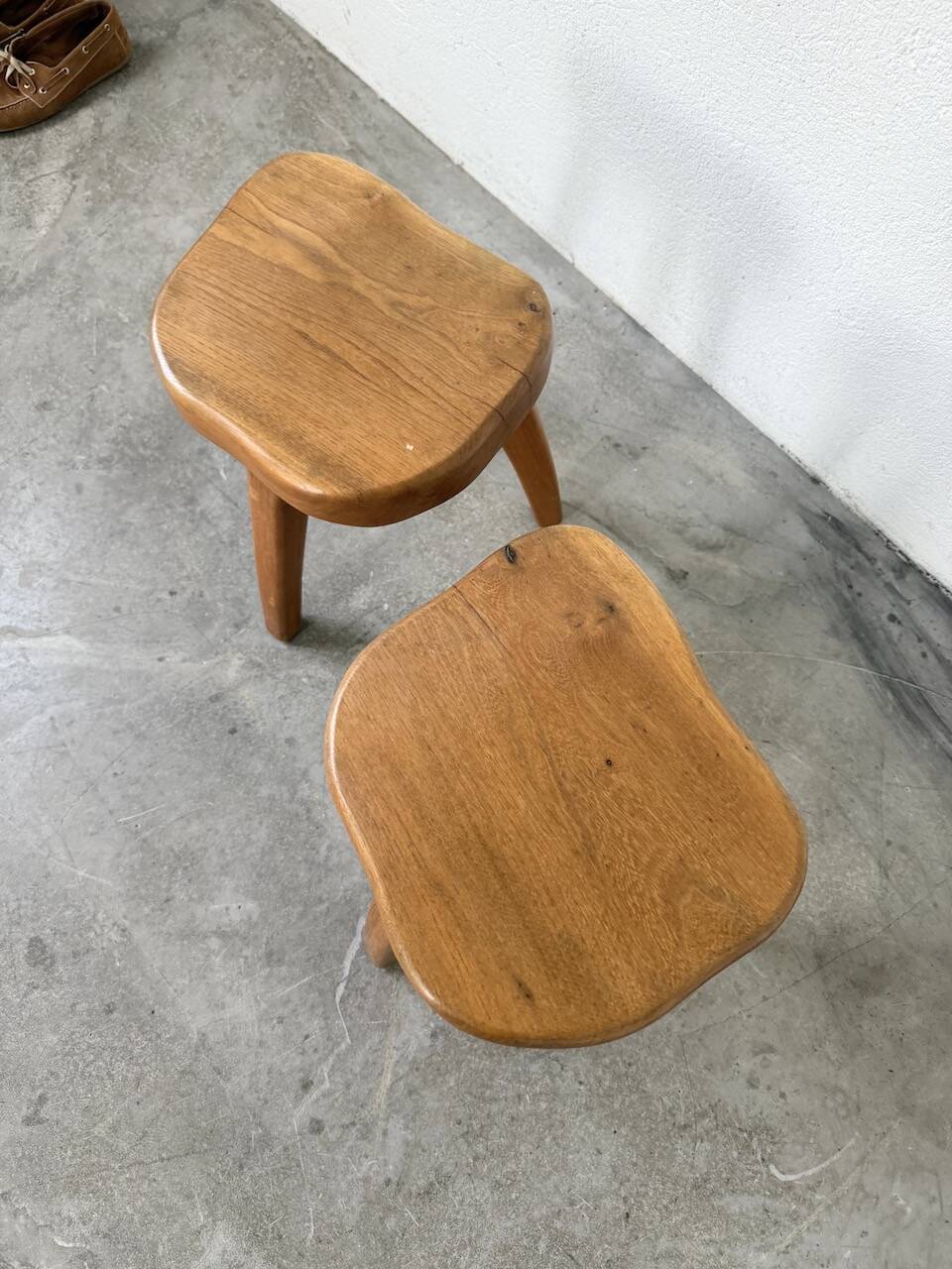 Pair of Henri Bataille oak stools