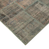 Handmade oriental contemporary 206 cm x 303 cm grey patchwork carpet