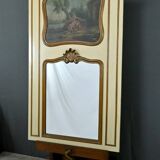 Painted Wooden Trumeau Mirror, Louis XV Style – Late 19th Century