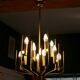Italian chandelier Gaetano Scolari in brass, 1970.