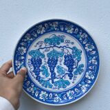 Assiette décorative bleu aux raisins