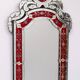 Large Vintage Venetian Red Glass Etched Wall Mirror