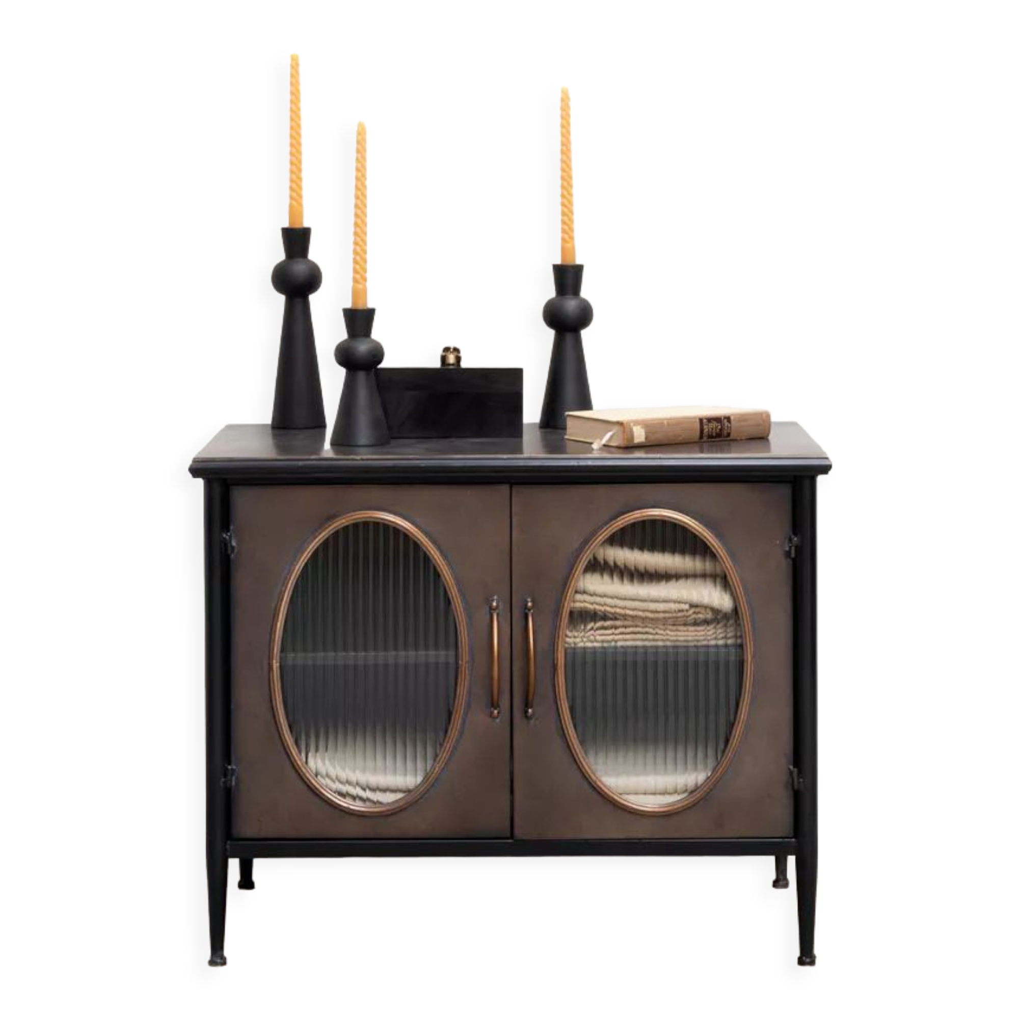 Metal sideboard two glass doors