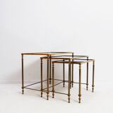 Set of 3 Mid-Century Modern Nesting Tables Maison Jansen Style - 1970s