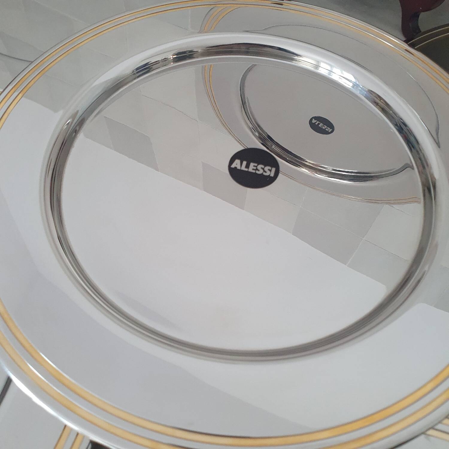 Alessi Ettore Sottsass / 6 large stainless steel presentation plates 18/10