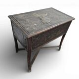 Vintage wooden side table / accent table with copper detail