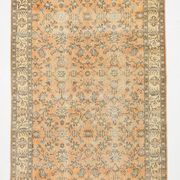 5x9 Vintage Orange Floral Turkish Area Rug, 160x271Cm