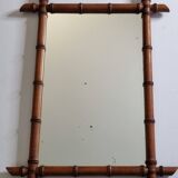 Large French mirror in turned bamboo-style wood, 54 x 76 cm