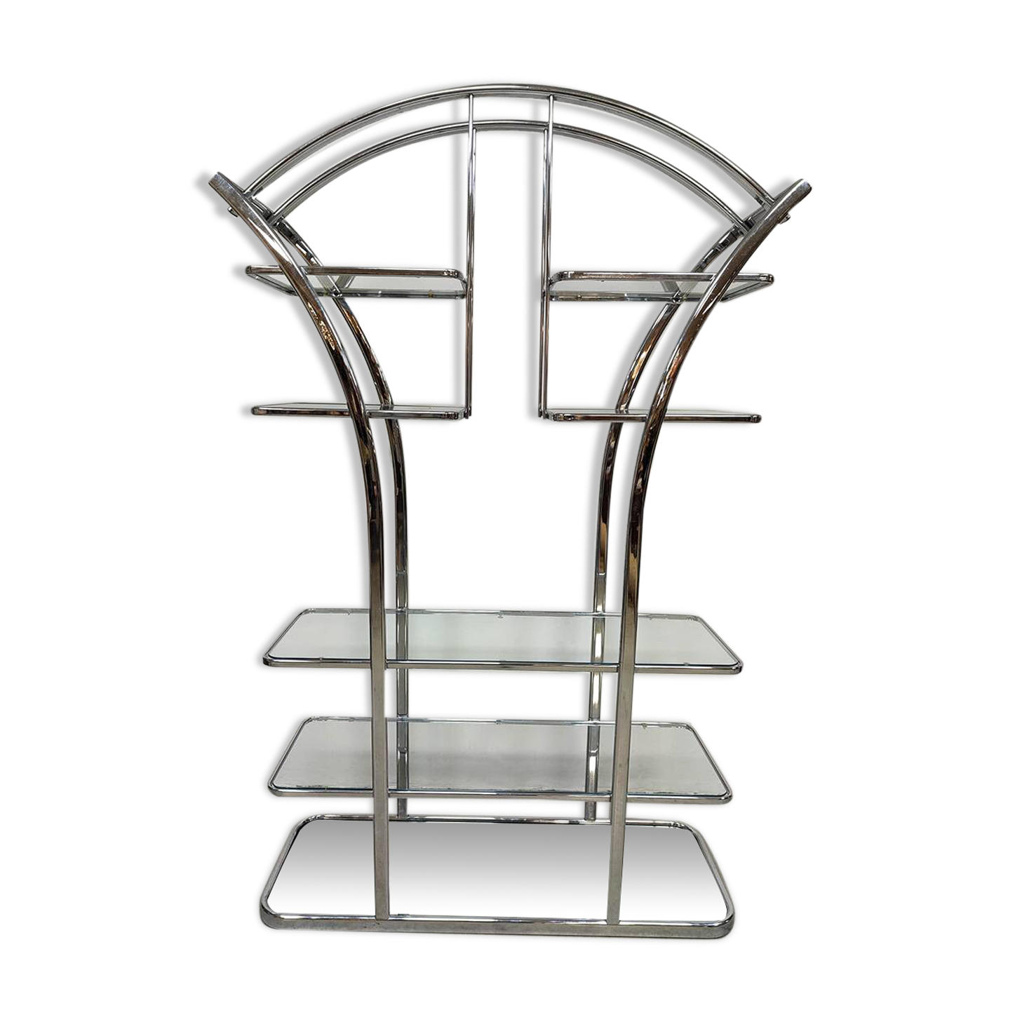 Vintage Italian design chrome & glass display cabinet room divider 1970