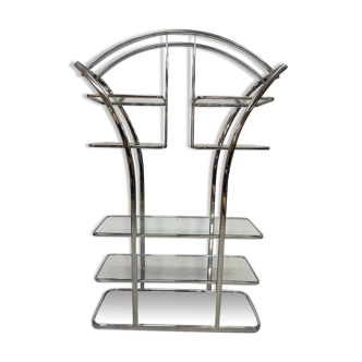 Vintage Italian design chrome & glass display cabinet room divider 1970