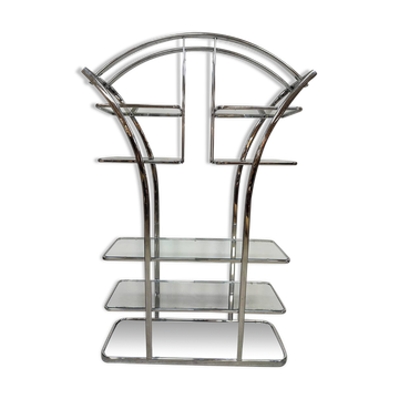 Vintage Italian design chrome & glass display cabinet room divider 1970